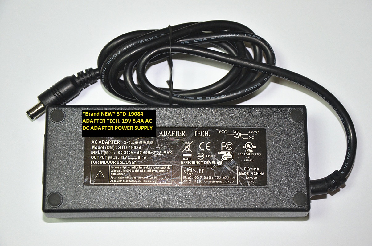 *Brand NEW*19V 8.4A ADAPTER TECH. AC DC ADAPTER STD-19084 POWER SUPPLY